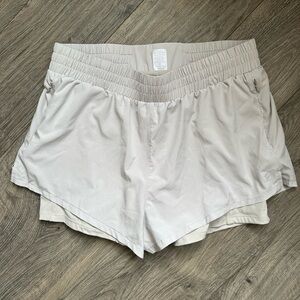 Women's Athletic Layered Shorts in Light Beige